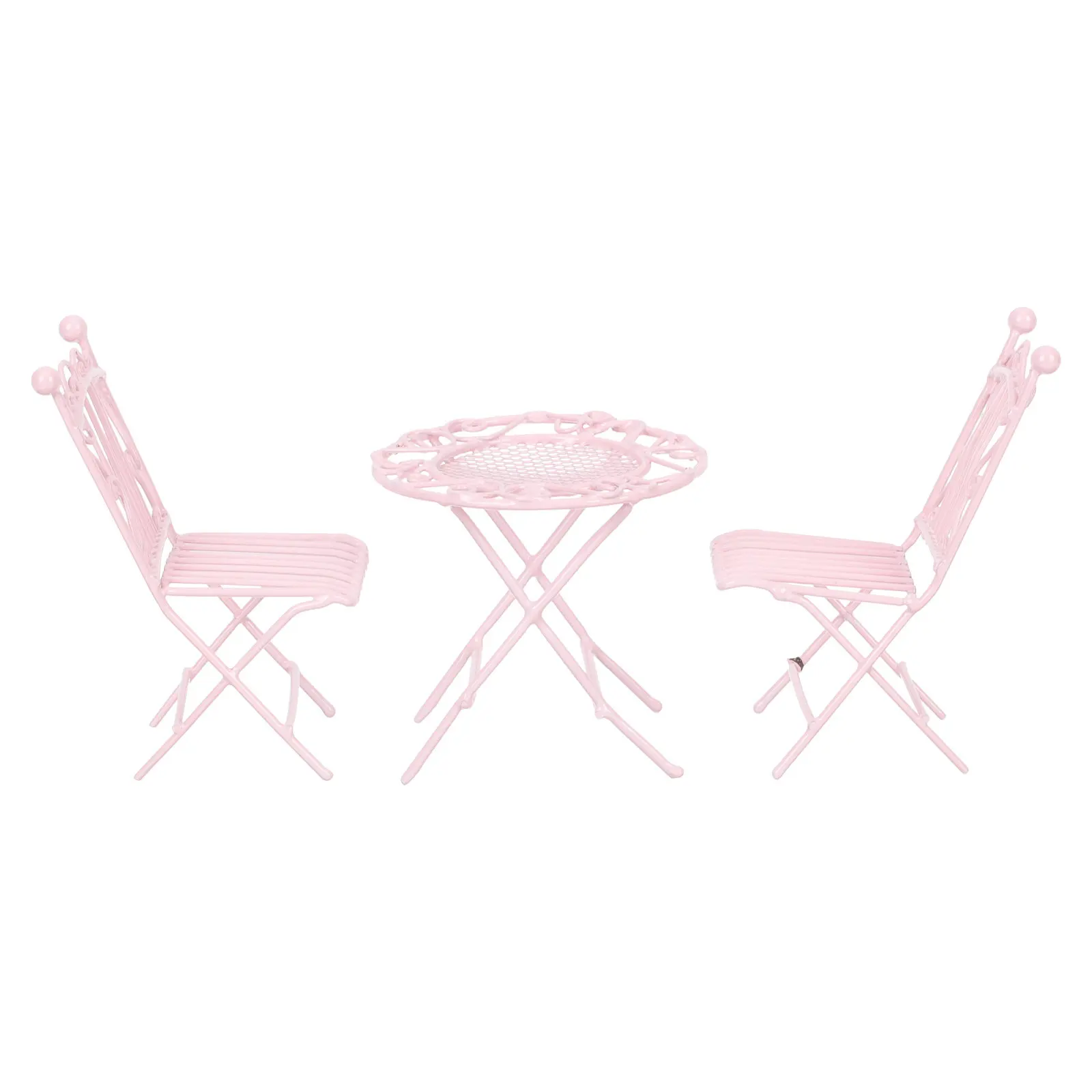 

1Set Miniature Table Chair Set for Dollhouse High-Grade Iron Lightweight Safe Round Edges Smooth Surface Desktop Decoration