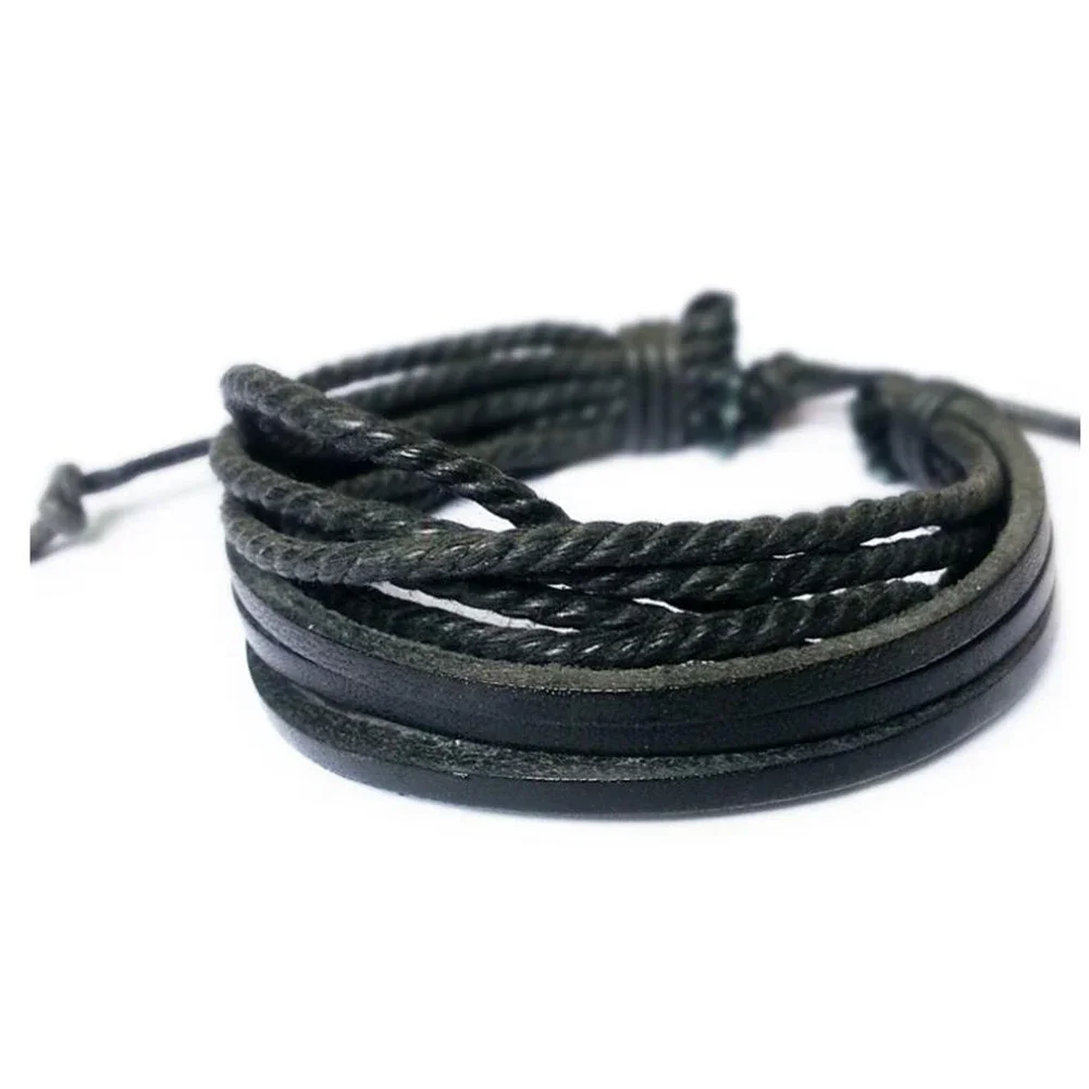 Hot Sell 100% Hand-Woven Fashion Jewelry Women Men Hand-woven Fashion Multilayer Leather Braided Rope Wristband Bracelet