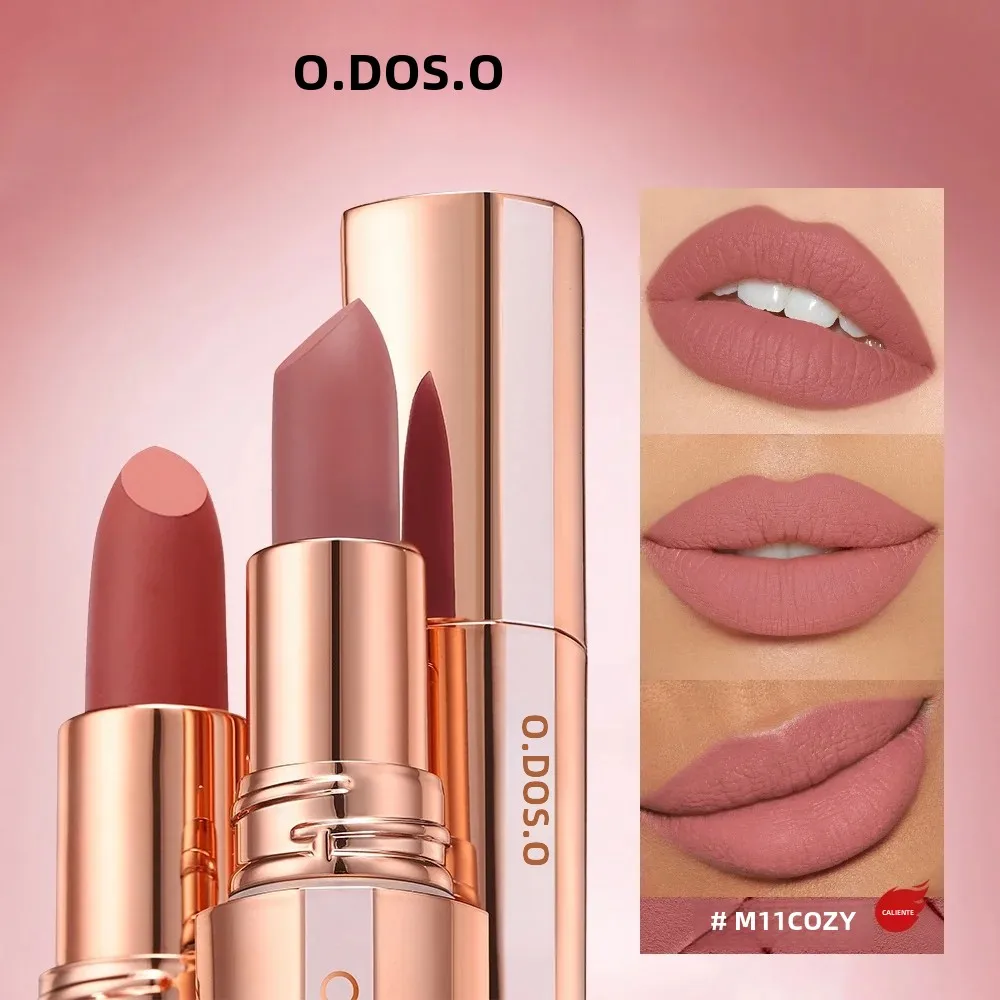 O.TWO.O lápiz labial mate de larga duración, resistente al agua, sin manchas, clásico, altamente pigmentado, acabado de terciopelo, tinte de labios, maquillaje