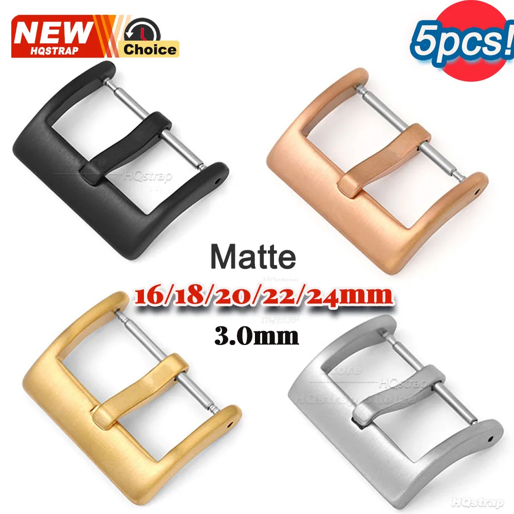 1/4/5pcs Matte 3.0 Watch Bcukle 16 18 20 22mm 24mm Watch Band Metal Buckles Strap Solid Square Button Stainless Steel Pin Clasp
