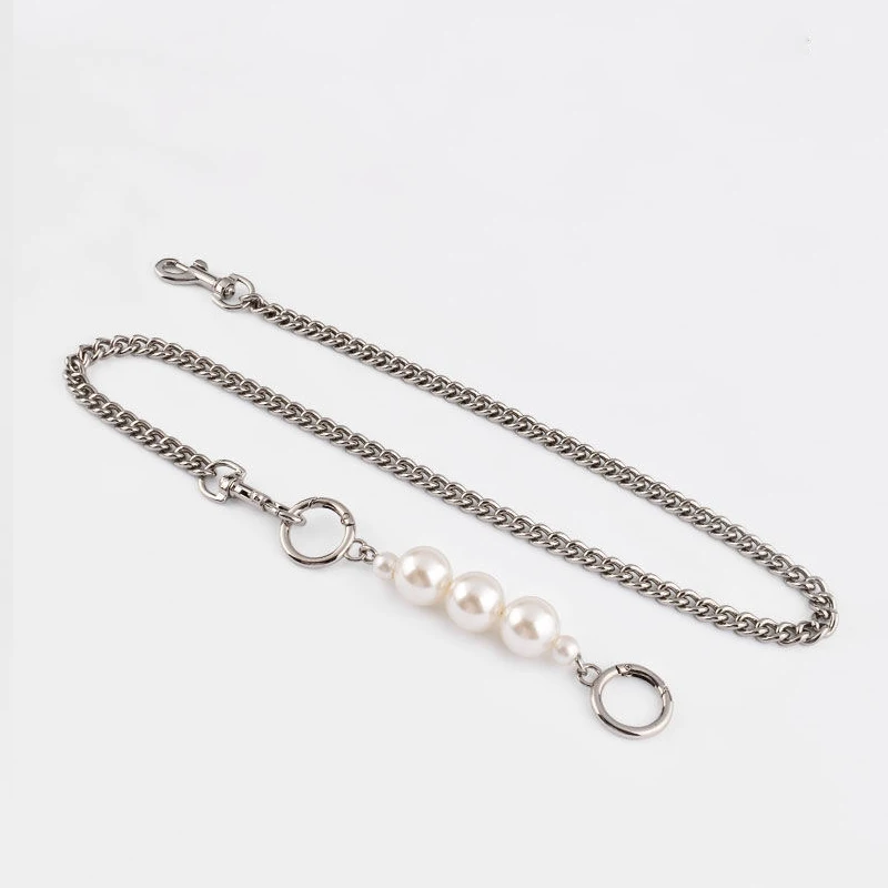 DIY 60cm-160cm Replacement Shoulder Crossbody 9mm Steel Bag Chain Strap with Big Fake Pearl Extension Bag Chain Strap Belt