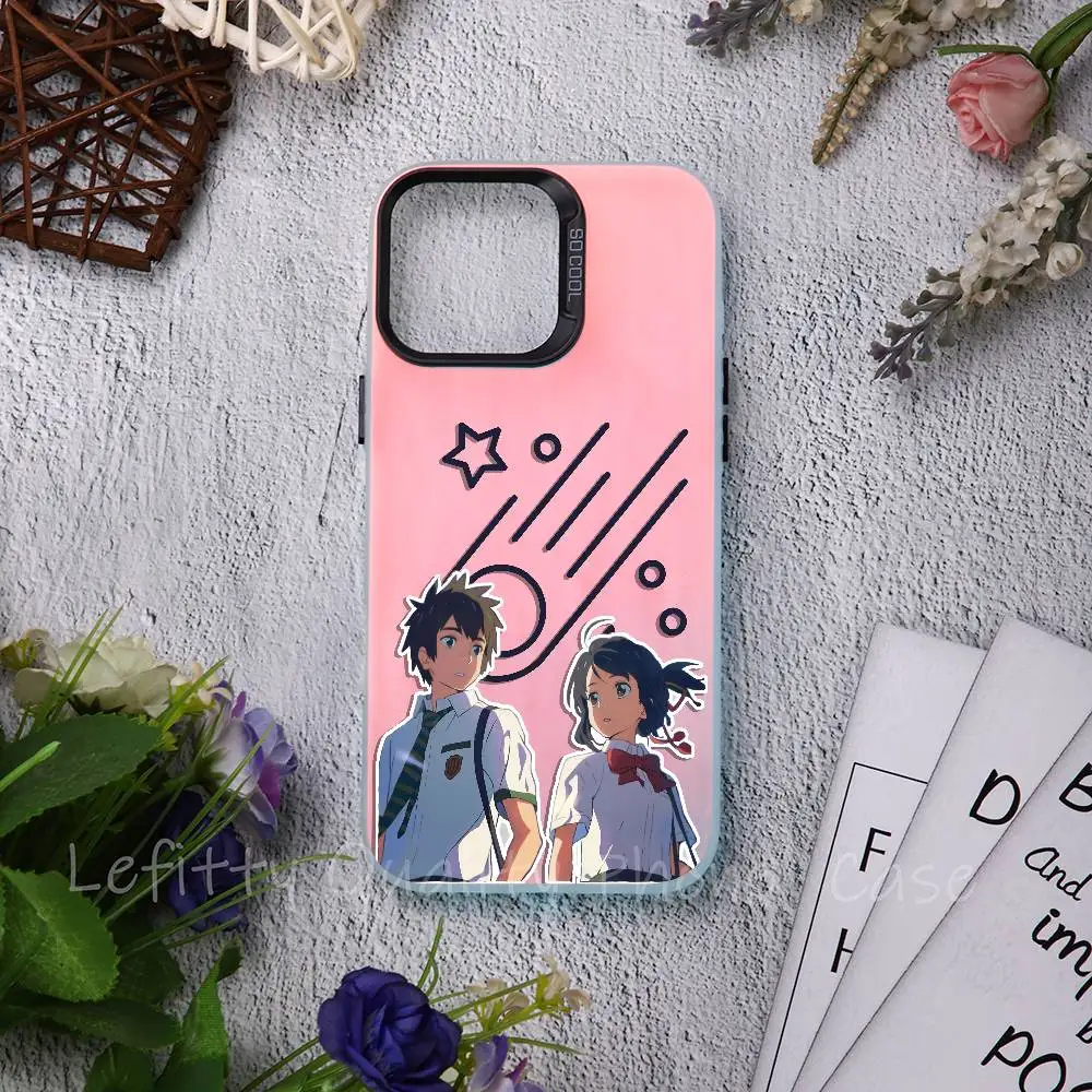 

Y-Your NameS Anime CUTE Phone Case For IPhone 17 16 15 14 13 12 11 Plus Pro Max Multicolor Aurora Laser Shockproof Funda