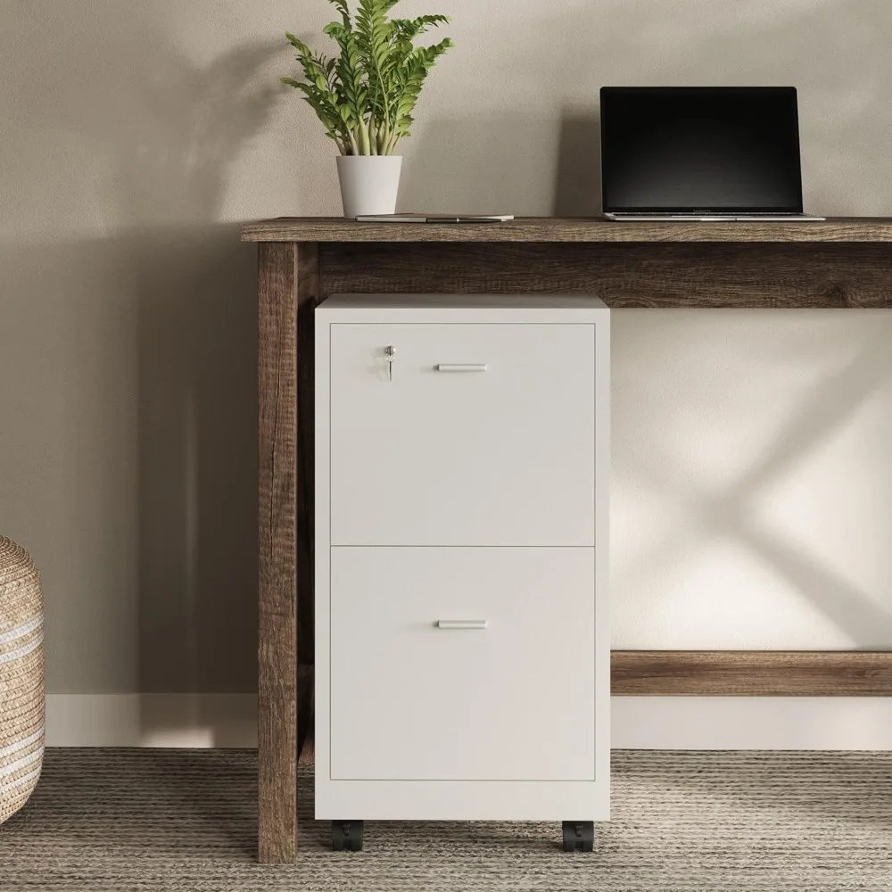 

File Cabinet - 2-Drawer Cabinet with Lock and Deep Drawer Storage - Rolling Filing Cabinet for Under The Desk, Home, or Office