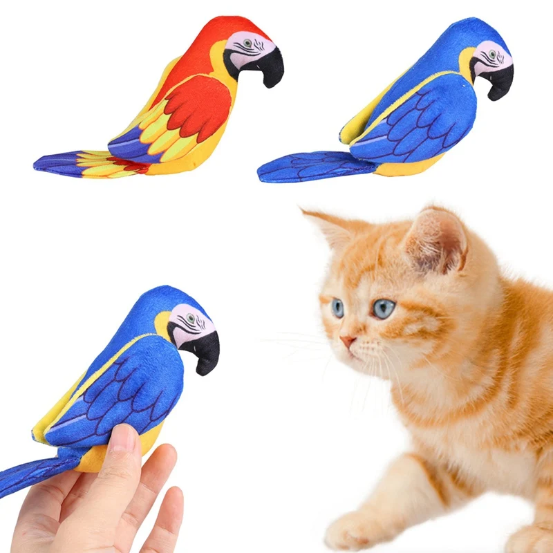 Sound making Cat Teasing Toys Chirping Bird Cat Toy Simulation Parrot Squeaky Bird Cat Toy Squeaky Kitten Cat Accessories