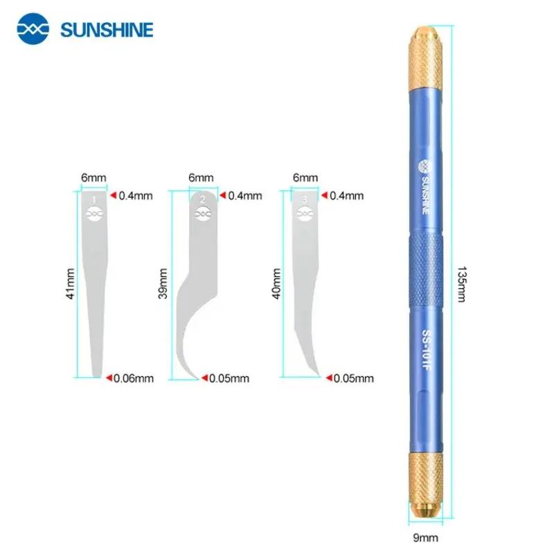 Repair Blade Set RELIFE SS-101F for Chip Glue Removal CPU Layering Prying Edge Double-headed Knife for Cell Phone Repair Tool