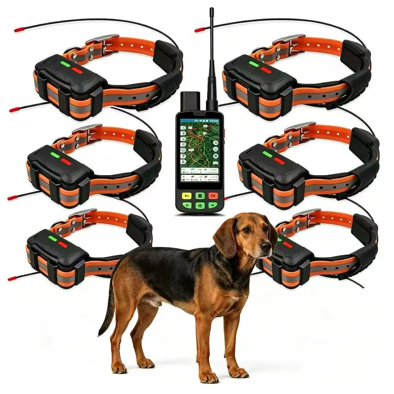 ESEEK Heavy-Duty Dog Collar with GPS: TF Card Expandable Storage + Waypoint Navigation & Collar-to-Collar Sharing(6 Collars)