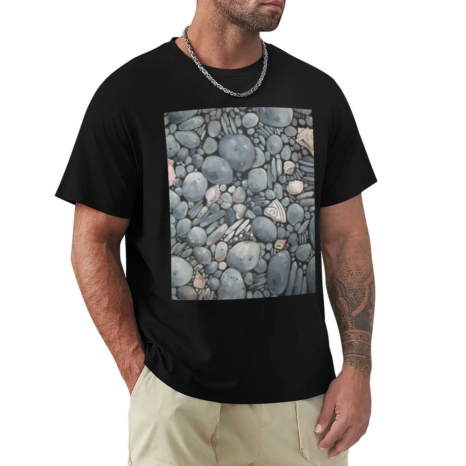

Pebble Stone Beach Rocks Shells Painting Art T-Shirt anime sweat anime shirt shirts graphic tees shirts men