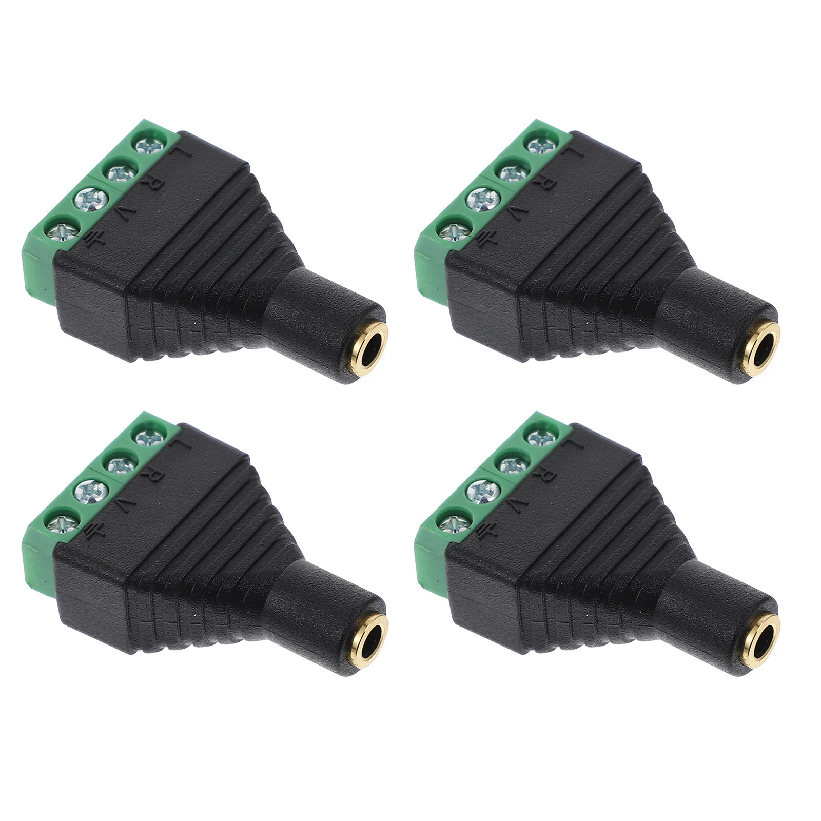 4 個の 3.5mm ステレオメス端子台パネルマウントネジコネクタアダプターオーディオステレオジャックで簡単なカスタム配線が可能