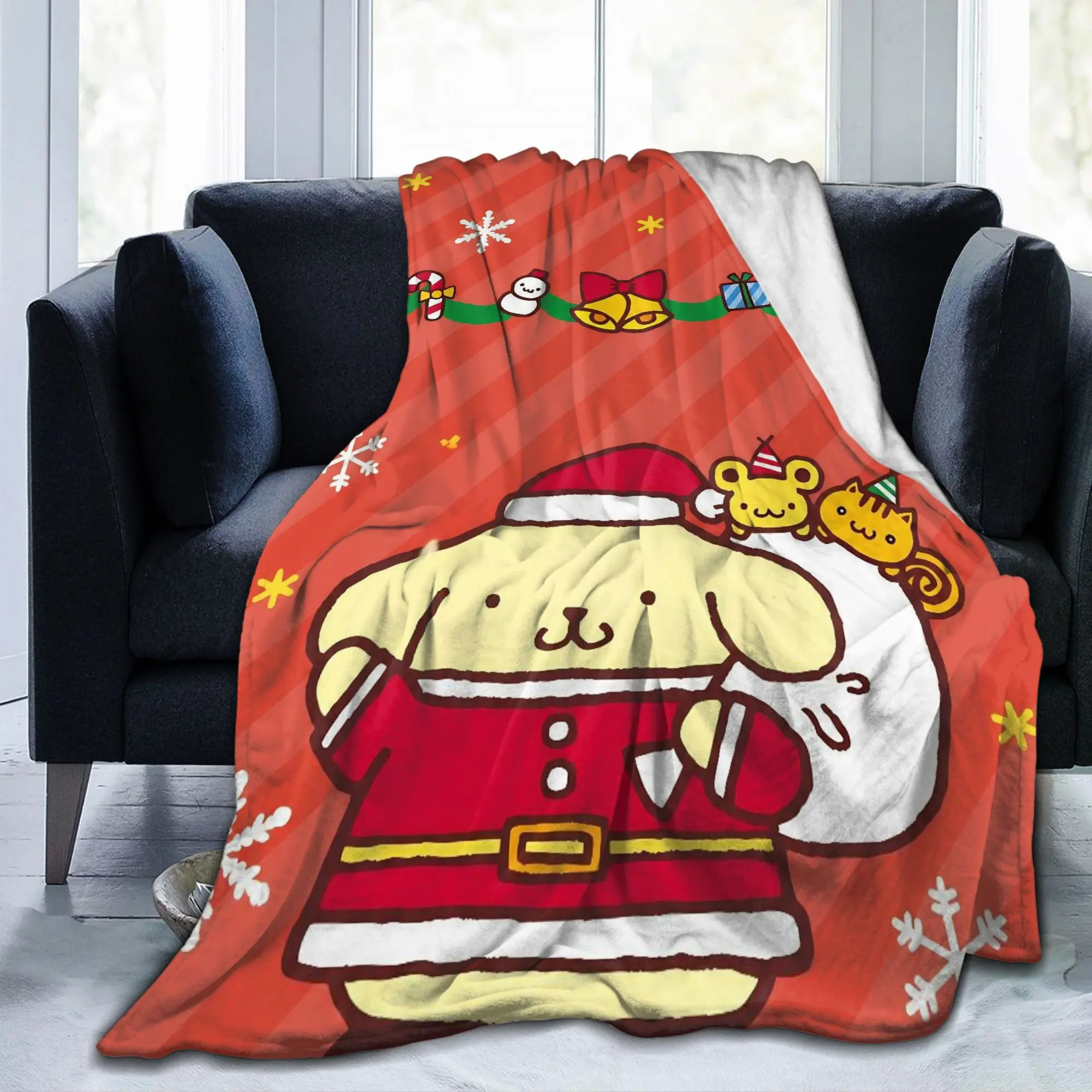 Pompompurins Christmas Santa Holiday Blanket Fleece All Season  Breathable Lightweight Throw Blanket for Sofa Couch Rug Piece
