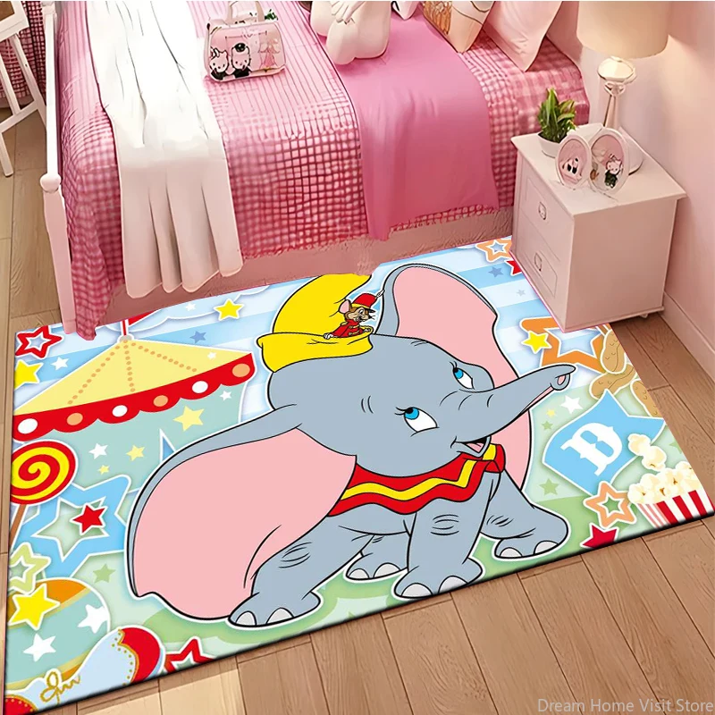 Miniso Disney Cute Elephant Dumbo Cartoon Area Rug Carpet for Living Room Bedroom Sofa Kid's Decor Floor Anti-Slip Kitchen Mats