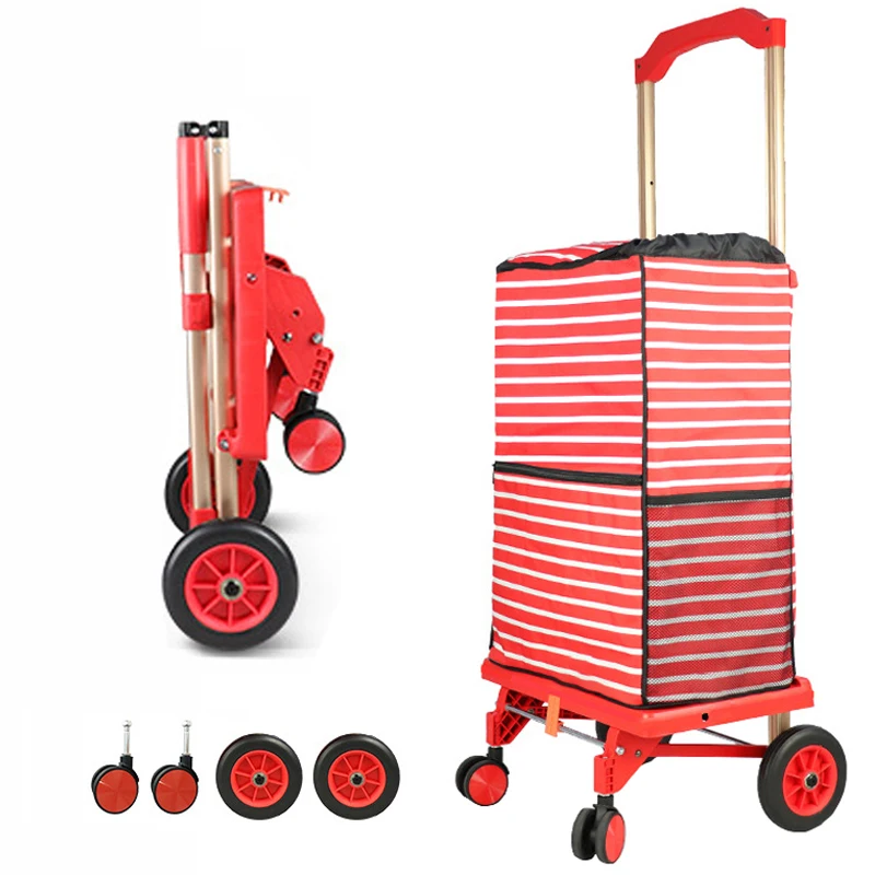 

Load 50KG Foldable Handcart 50L Oxford Cloth Bag Aluminum Alloy Pull Rod for Goods Handling Luggage Trolley Shopping Cart