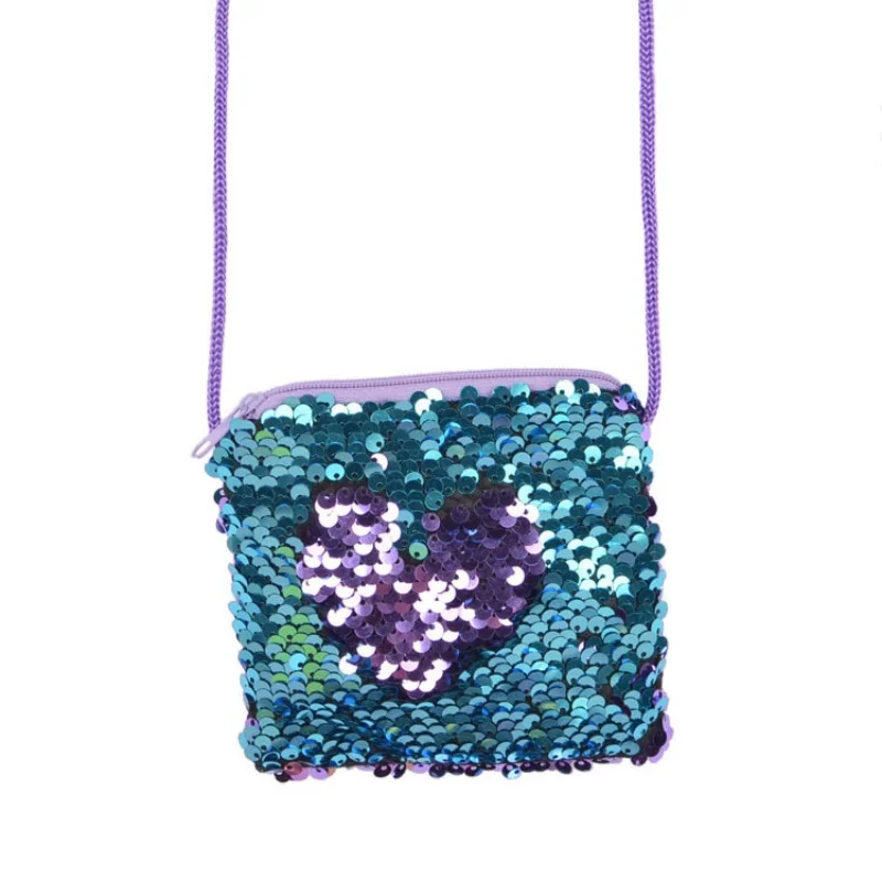 Square sequin coin purse lanyard bag Crossbody bag Children\'s coin purse makeup bag Hot sequin small bag