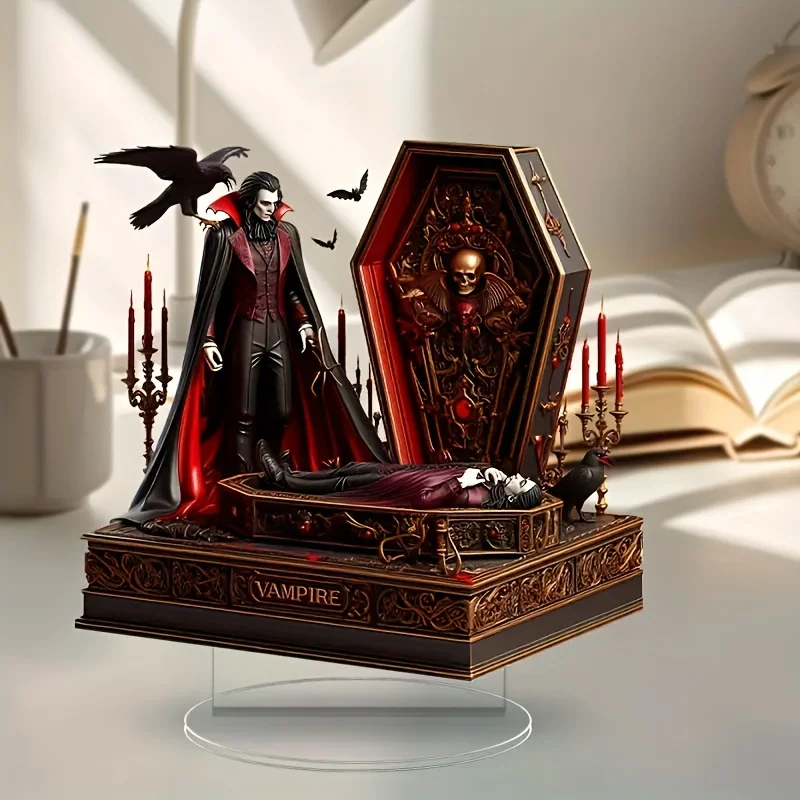 Image of Vampir-Sarg-Tischdekoration, 1 Stück, Büro, Zuhause, Zimmer, Halloween-Ornament, geeignet für festliche und thematische Dekorationen