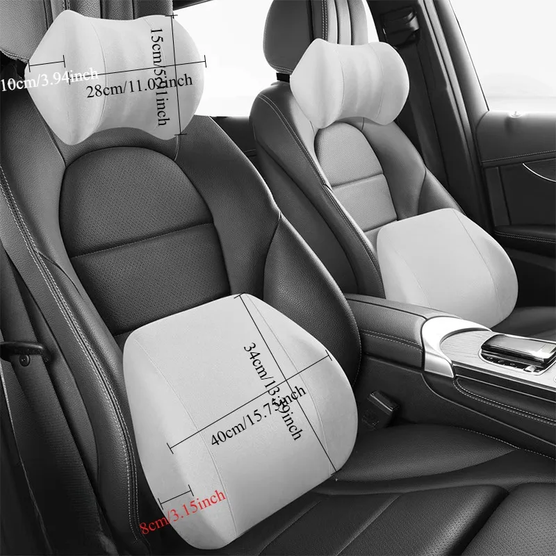 

Car Lumbar Support Cushion - Memory Foam Waist Pillow & Headrest, Auto Seat Back Waist Pad