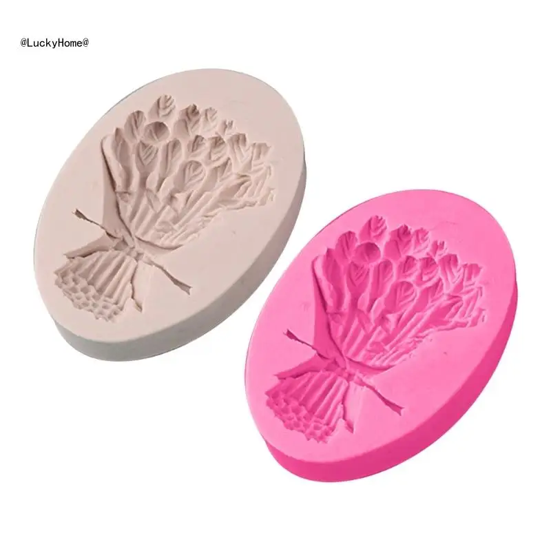 Tulips Bouquet Silicone Mold Fondant Chocolate Mould DIY Cake Dessert Mould Cake Decorating Baking Tool Nonstick 11UA