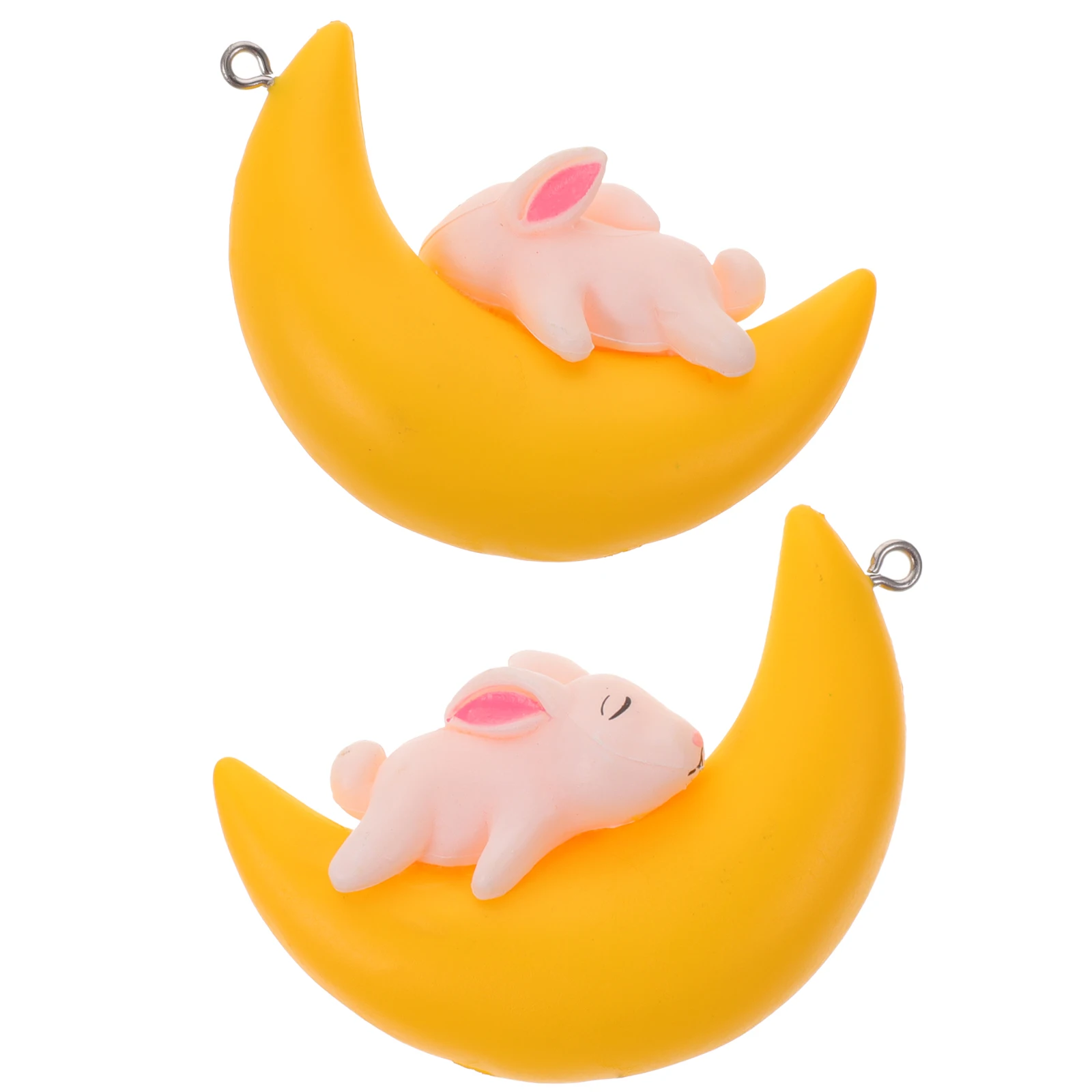 

2 Pcs Moon Pendant Aquarium Floating Decoration Puppy Soft Rubber Funny Fish Tank