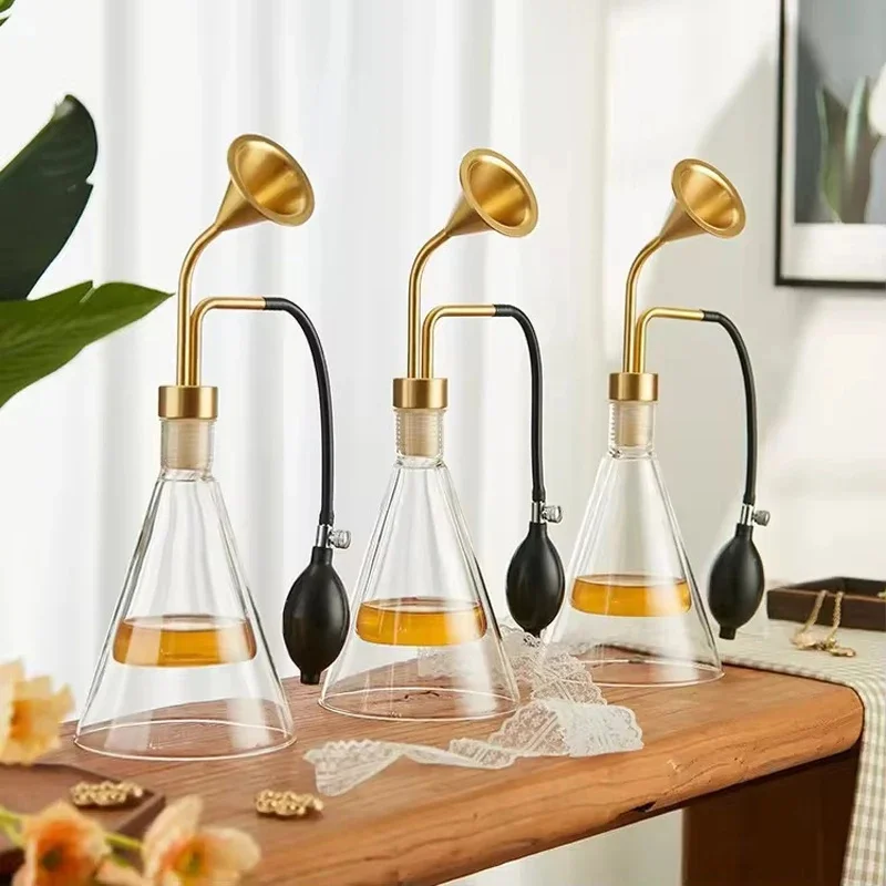Custom Essential Oil Scent Sampler Glass Liquor Bottle Aroma Diffuser Coffee Bean Fragrance Selection Device For Spa