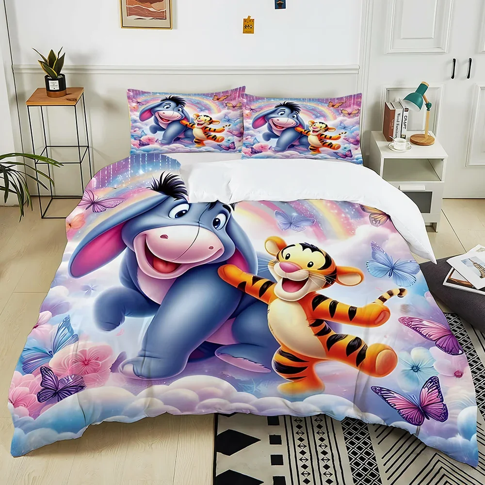 

3D W-Winnie The Pooh Eeyore Printed Bedding Set 1 Duvet Cover 2 Pillowcases Adult and Children Warm Soft Bedding Set Potdemiel