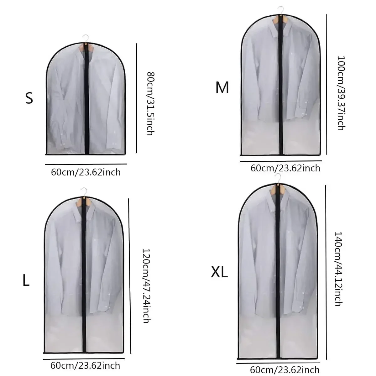 Dustproof Clothing Covers Waterproof Clothes Dust Cover Coat Suit Dress Protector Hanging Garment Bags Closet Organizer