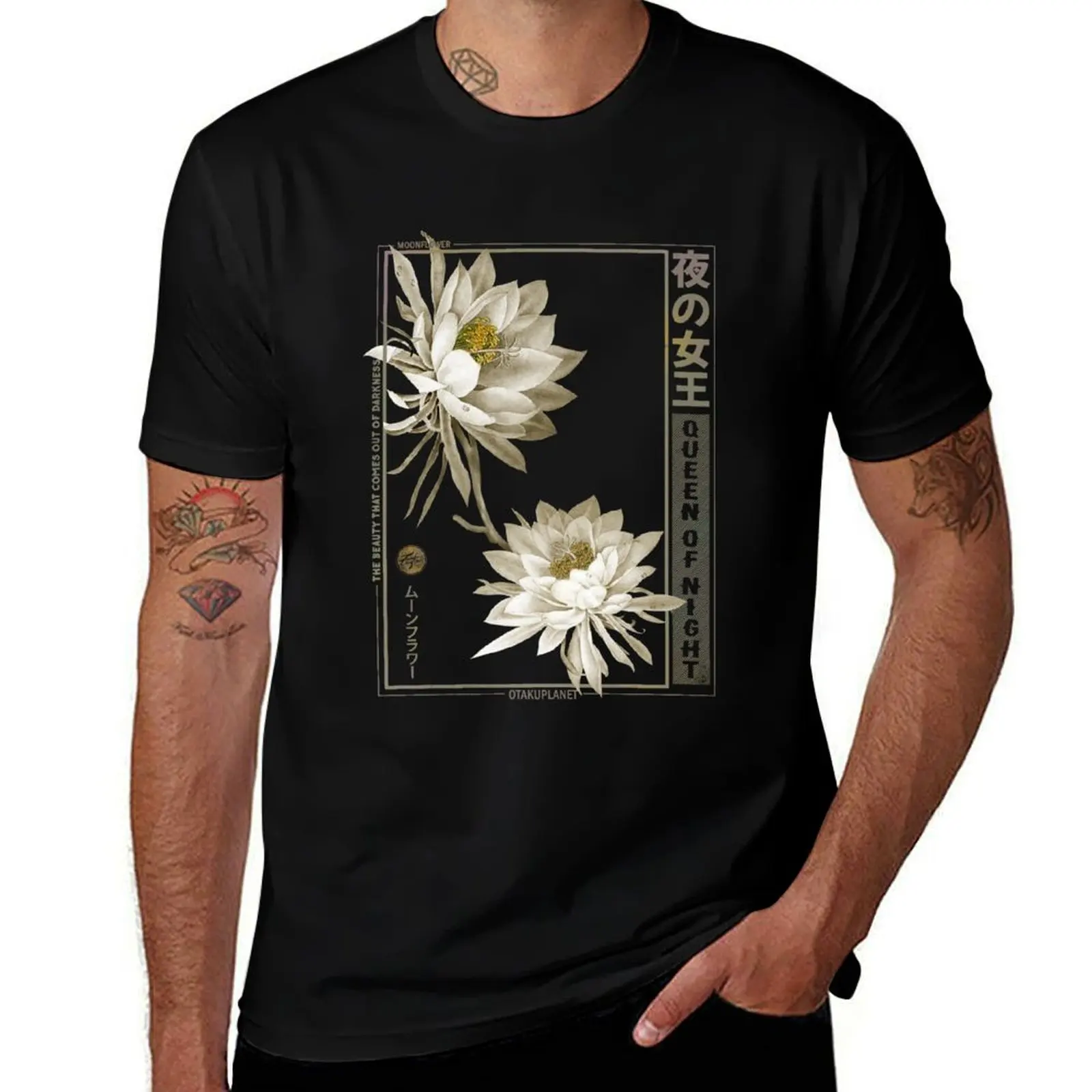 

japanese anime moon flower aesthetic T-Shirt blacks Funny t-shirts plus sizes men clothes