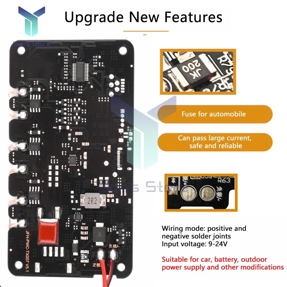 20W Type-C for Qi Wireless Charger Transmitter Module Circuit Board with 3 Coil 5V 9V 12V For DIY Car Outdoor Power Supply