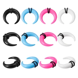2Pcs Acrylic C Shaped Taper Pincher Septum Rings Gauges Buffalo Horns Piercing Kit Stretching Expander Rings Women Men 16G-00G