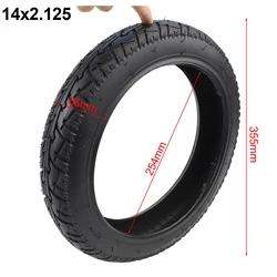 14-Inch Tubeless Scooter Tire Wearproof Rubber E-Bike Tyre 14x2.125(57-254) Black Electric Vehicle Wheel Replacement E-bike Part