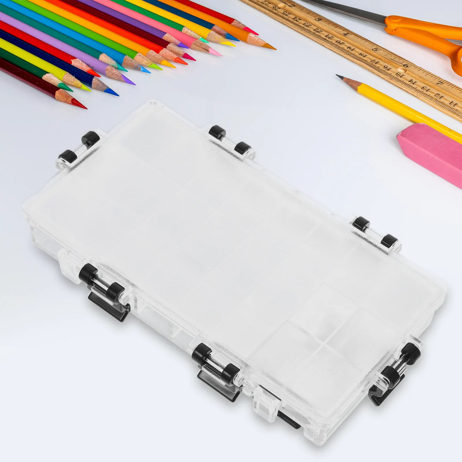 

24-Compartment Portable Transparent Watercolor Palette Box Travel-Friendly Paint Storage Case for Artists Outdoor Painting