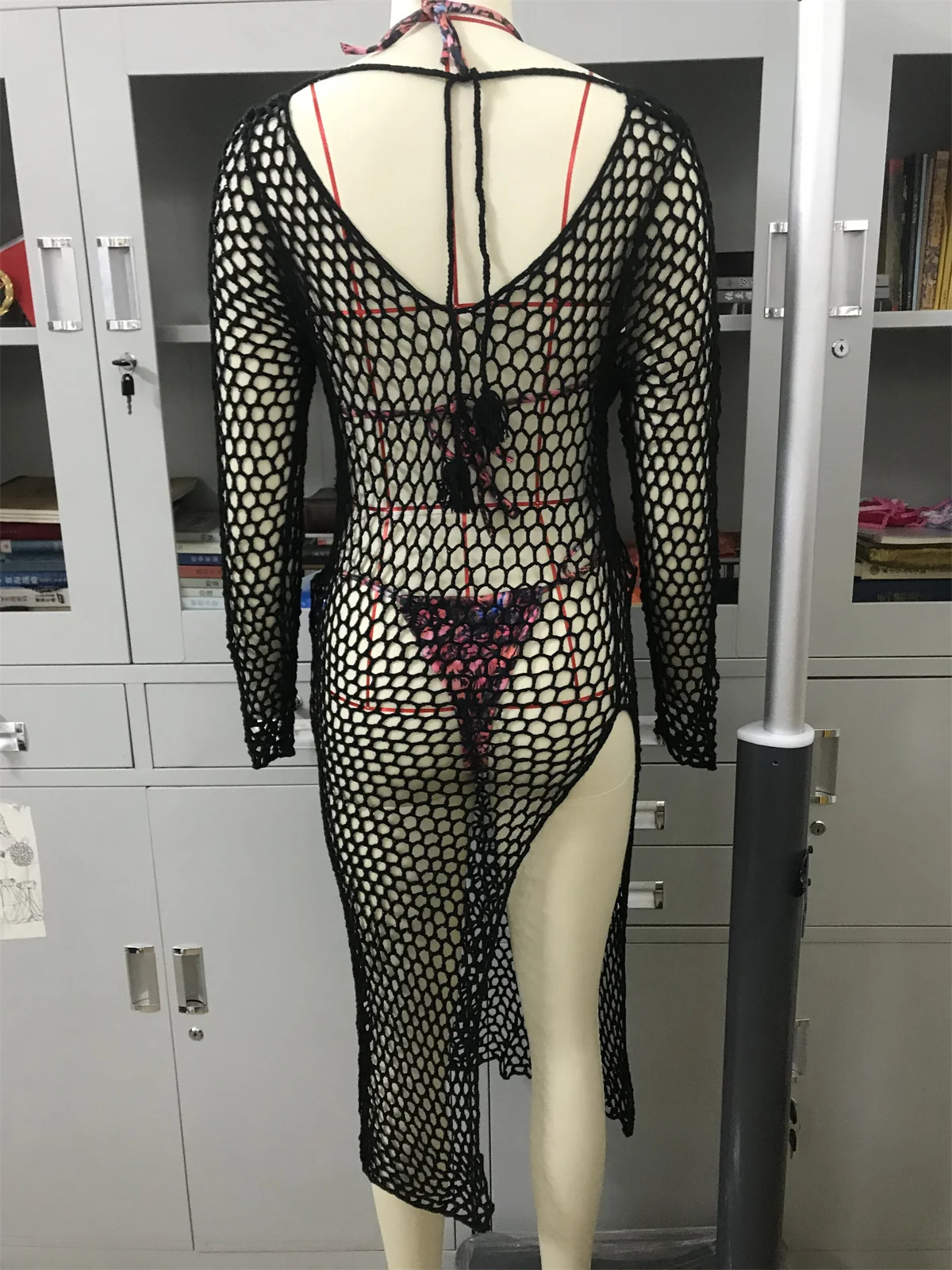 Melphieer 2021 Croptop Đen Bãi Biển Đầm Bãi Biển Che Người Phụ Nữ Nữ, Có Áo Dài Pareos Áo Dây Plage Đi Biển Bộ Trang Phục