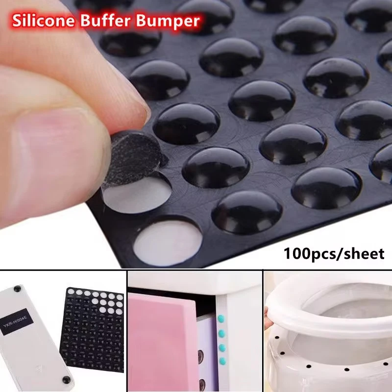 100pcs/sheet Multi-function Silicone Damper Buffer Self Adhesive Cabinet Furniture Protective Pad