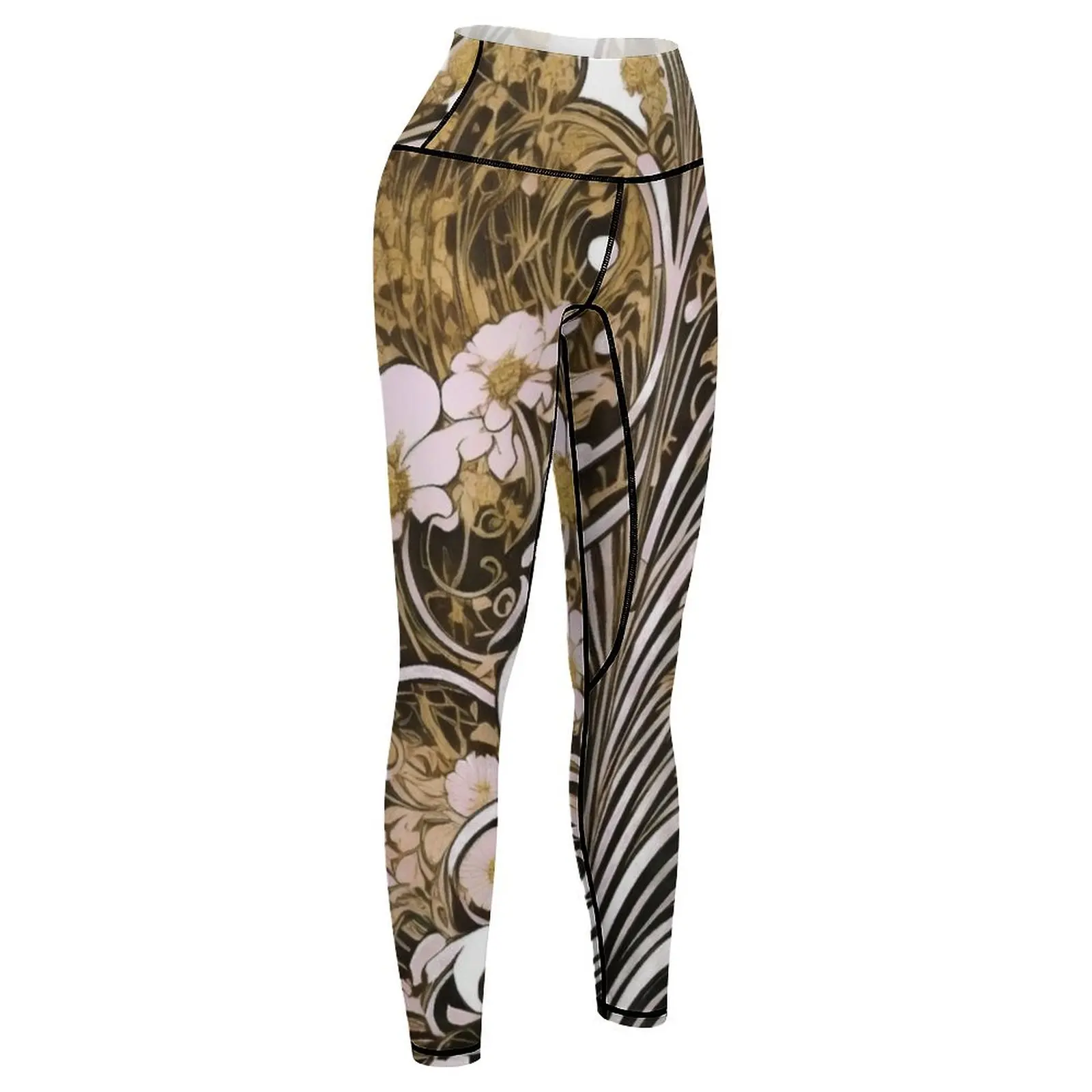 Vintage Art Nouveau Alphonse Mucha Classical Nature Flower Print Leggings sport set Women's trousers Womens Leggings