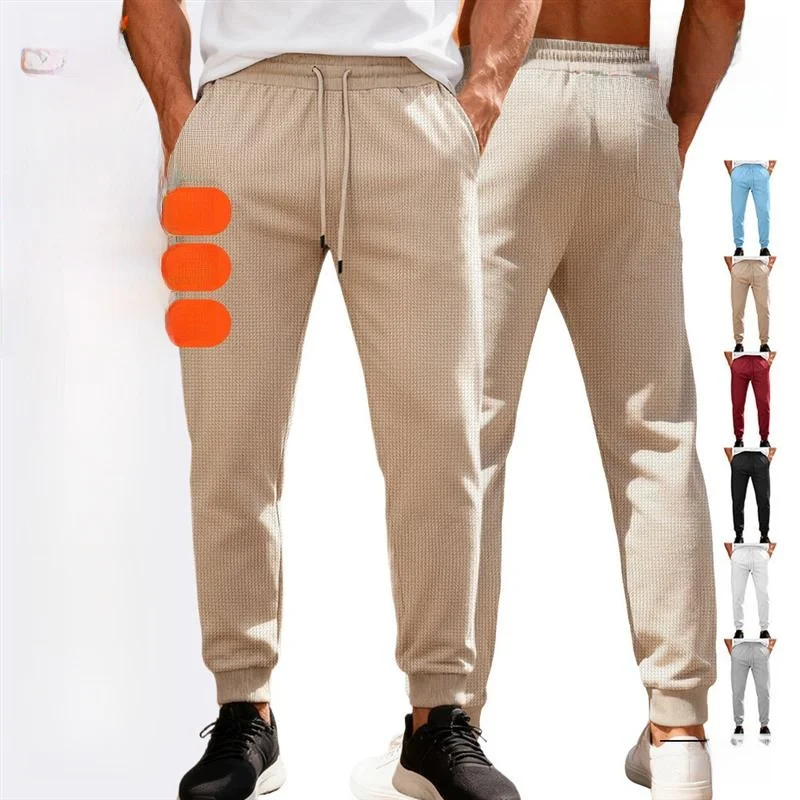 

Loose Breathable Color Spor Casual Pants for Men with Rope Waist Straight Leg Polyester Fiber Punk Sle Leisure Trou...