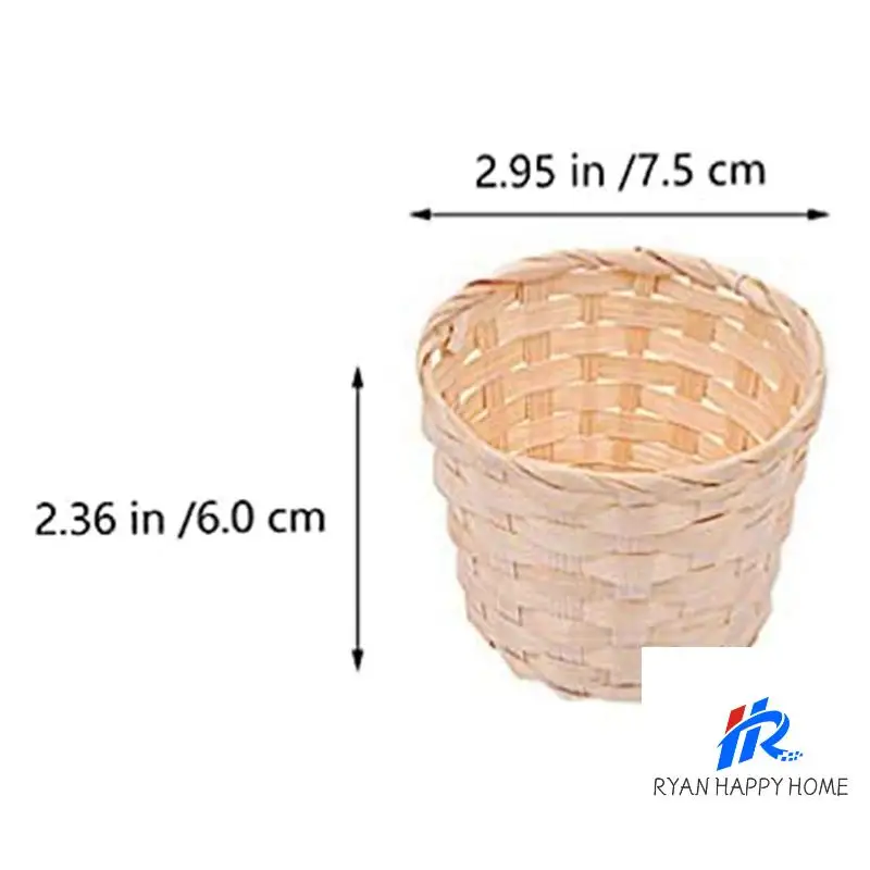 50PCS Mini Woven Baskets Without Handles For Party Favors Crafts Decor Suitable For Various Occasions(7.5X6cm)
