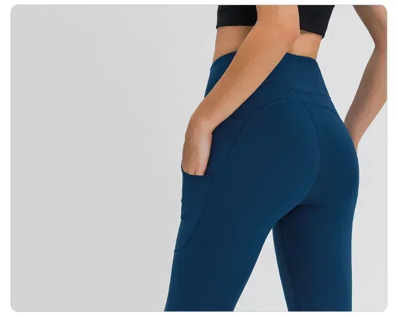 Lemon-Leggings deportivos de cintura alta para mujer, pantalones de Yoga con bolsillos laterales, estiramiento de cadera, adelgazamiento, Fitness, entrenamiento, 25"