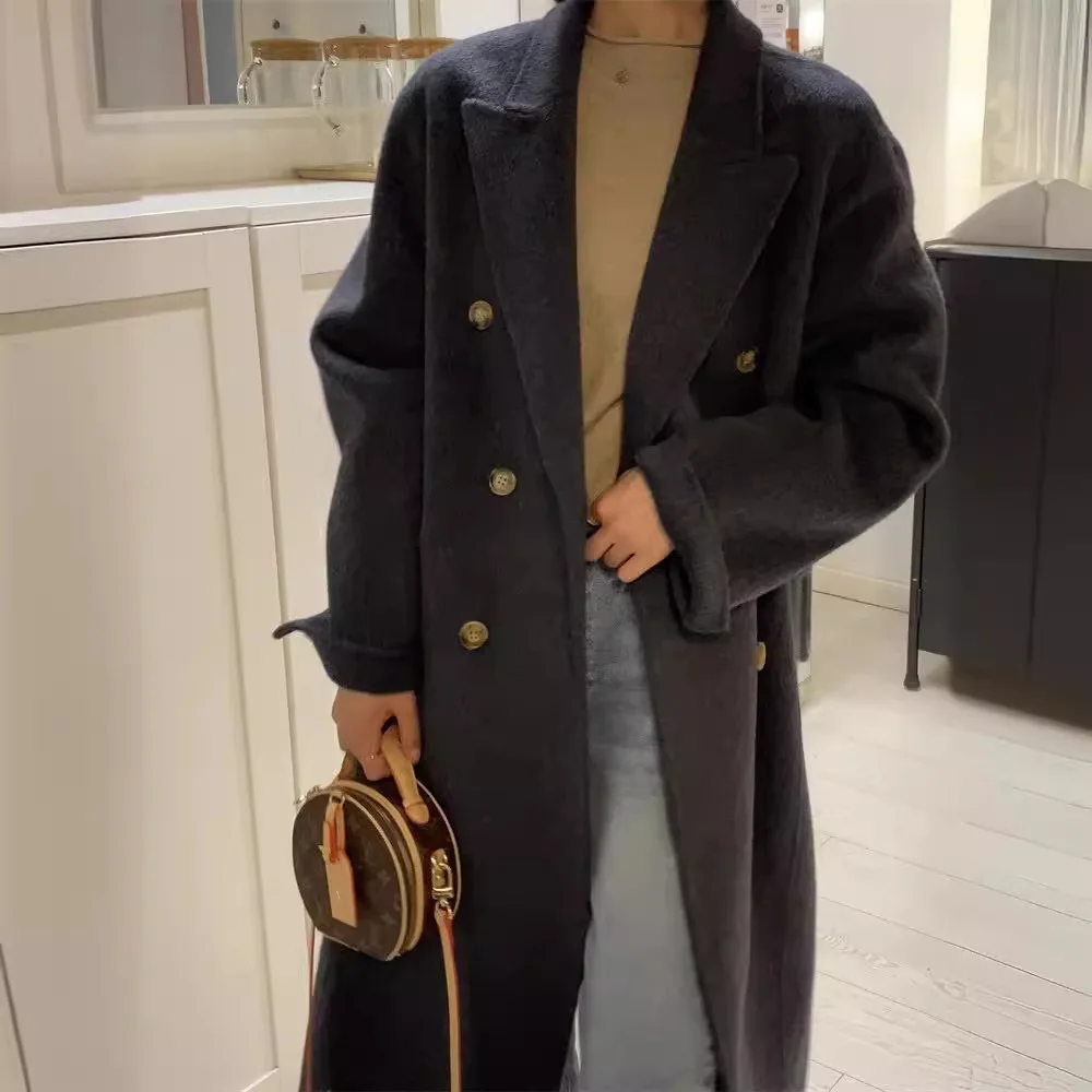

2024 autumn and winter new high-end double-sided wool coat suit collar extended Korean version thickened woolen coat women
