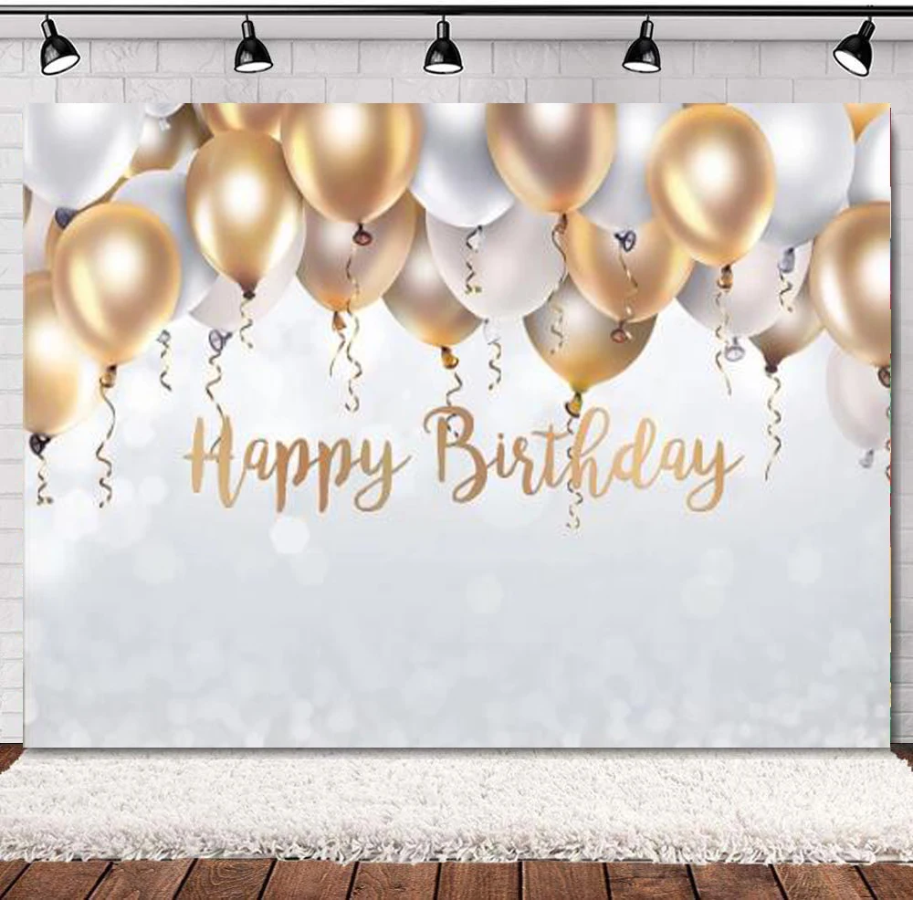 

Glitter Birthday photography Backdrop kids Adult Theme Party Photo Background Photocall Customize White Balloons Decoration