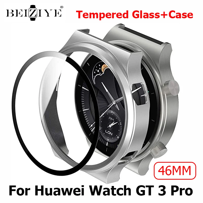 Full Protective Case For Huawei Watch GT 3 Pro 46mm Tempered Glass Film Screen Protector Cover Replace Accessories Frame Case