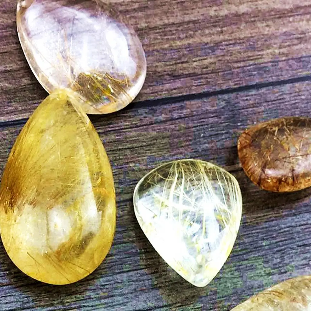 Pendentif en cristal pour la fabrication de bijoux, pierres naturelles, collier en quartz rutilé doré, cadeau pour le yoga et les adolescents
