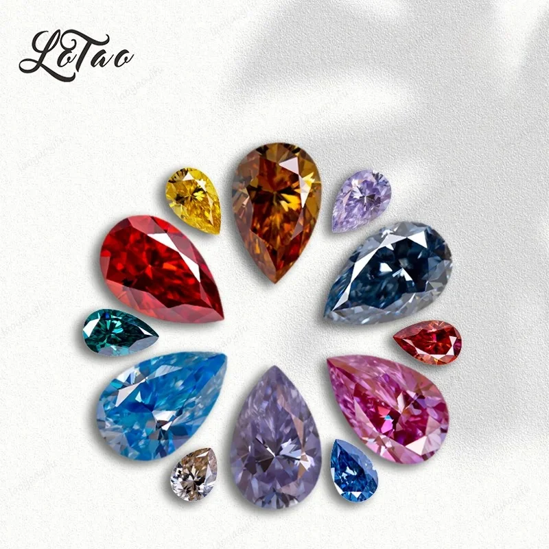 

Pass Diamond Teste Moissanite Stone Pear Cut VVS1 Multiple Color Charms Beads for Advanced Jewelry Making Materials