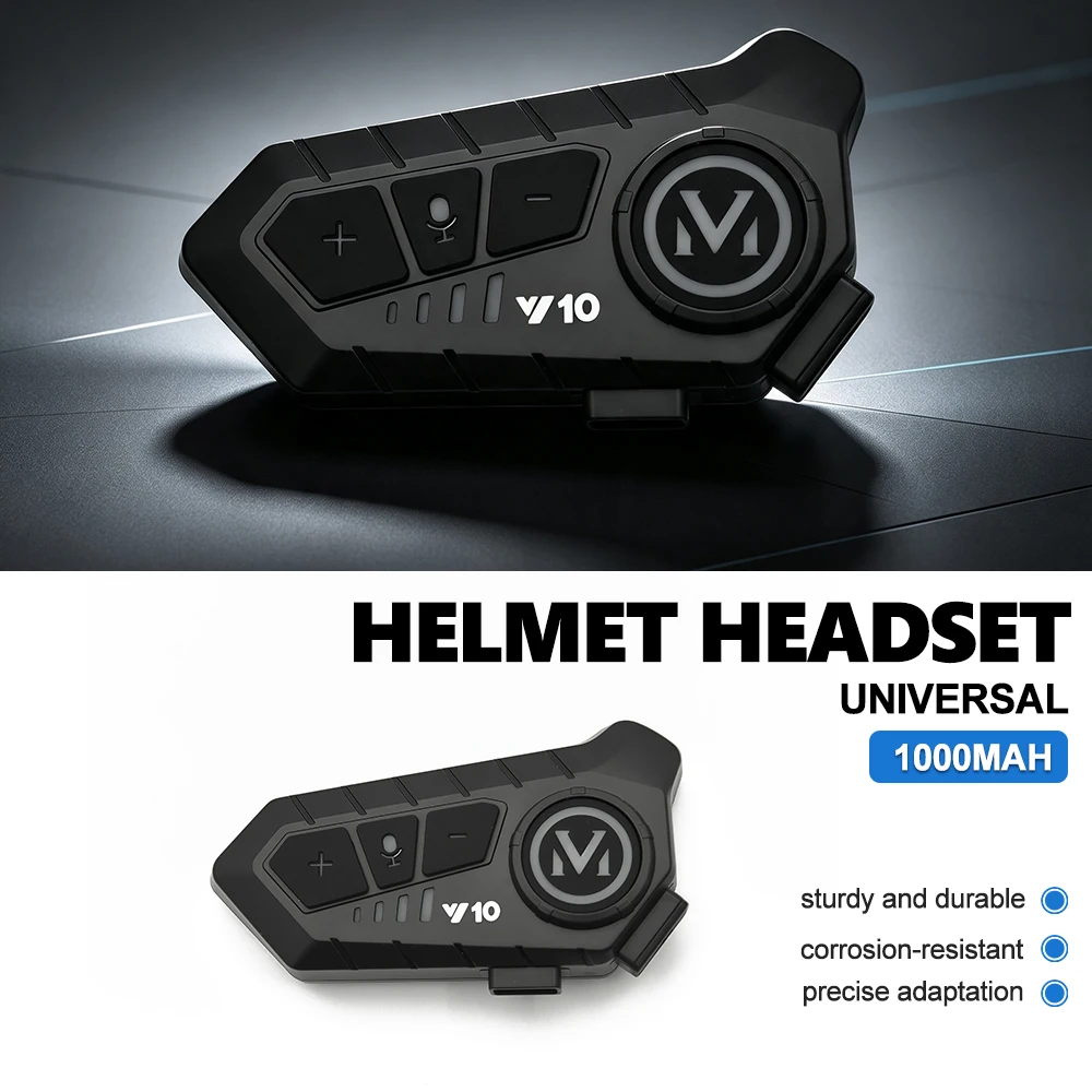 Y10 Motorcycle Intercom Headset Helmet Bluetooth 5.3 For 2 Riders Intercommunicator 300M Waterproof  CVC+DSP Motorbike Interphon