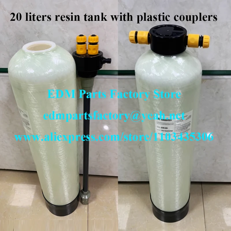 

20 Liters WEDM Resin Tank with two plastic connectors, resin container exchangeable deionising cartriges,DI Resin Bottle 20Liter