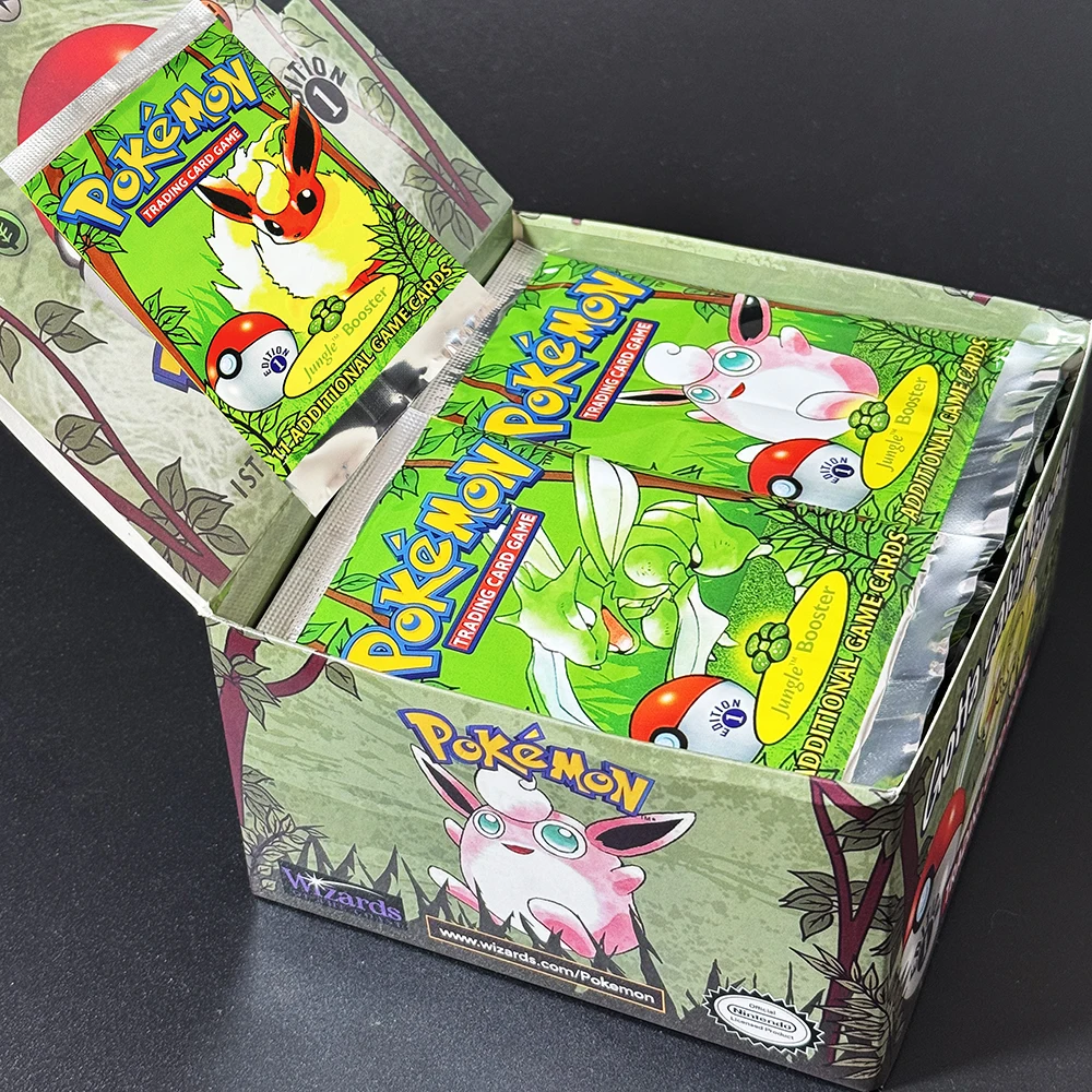 

1ST Edition PKM Jungle Booster Packs 1Packs 1Pack 11cards Flareon Wigglytuff Scyther Rare Unboxing Game PTCG Cards Collect toys