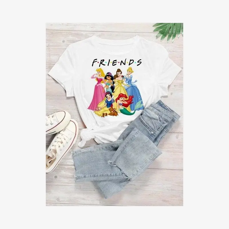 لطيف القط سنو وايت الأزياء الأوروبية والأمريكية فضفاضة مريحة عارضة القطن الرجال والنساء عشاق تي شيرت قصيرة الأكمام #2