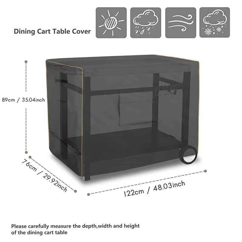 Outdoor Prep Table Cover with Split Zipper, Waterproof Stainless Steel Prep & Work Table Cover for Patio Table-A33R