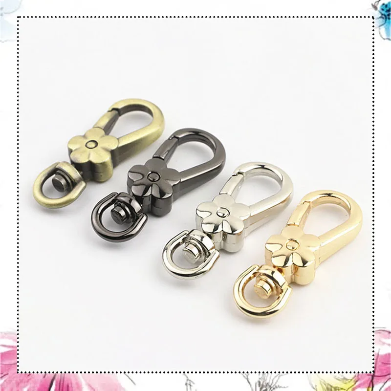 

10pcs 8mm Floral Metal Bag Buckles Handbag Strap Chain Carabiner Swivel Trigger Clips Snap Hook DIY Leather Bags Accessories