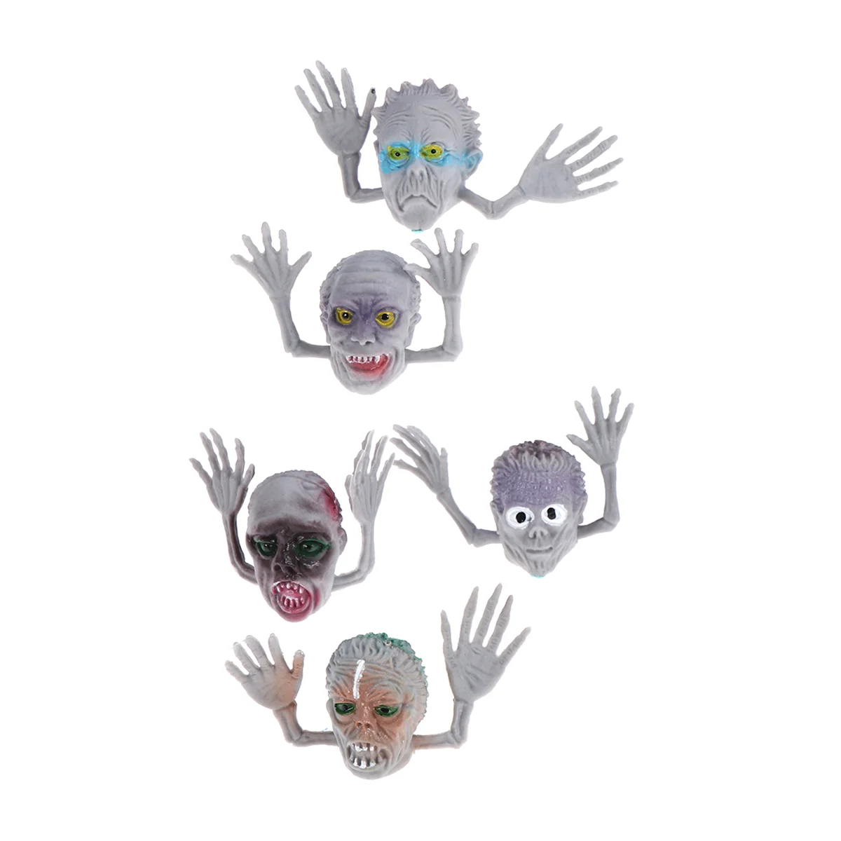 10pcs Funny Halloween Ghost Head Zombie Finger Head Set Finger Toy Finger Puppets Finger Props Toy Educational Finger