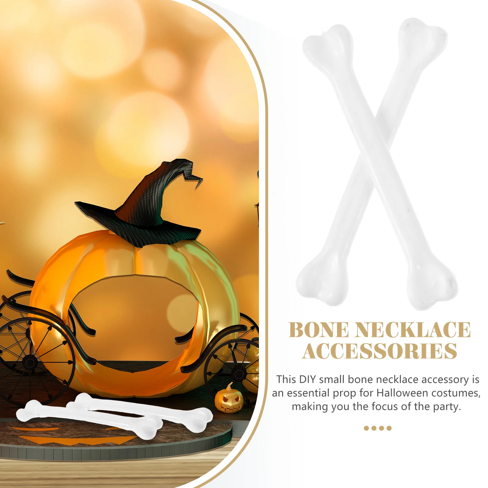 Accessoires de collier en os blanc, 10 pièces, décor de Costume d'halloween, simulation d'os humains en plastique, accessoires pour fête
