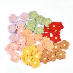 20Pcs 26mm Colorful Flower Patches DIY Embroidery Lace Appliques For Sewing Accessories Handmade Fabric For Kids Clothing Decor