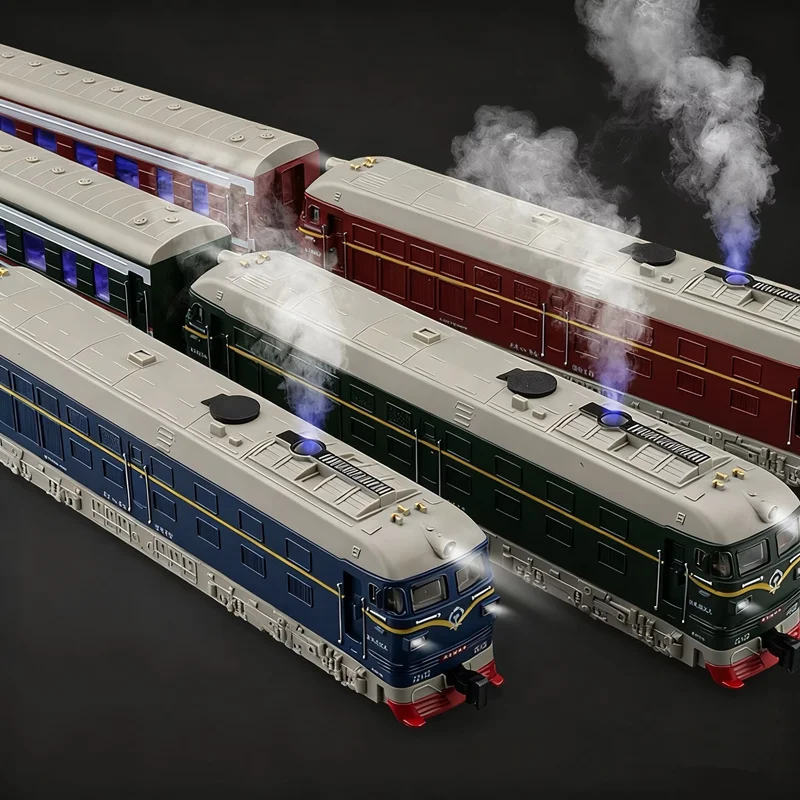 Alloy High-speed Train Car Model Diecast Toy Rail Electric Bullet Train Metro Vehicles Model With Spray Sound and Light Kid Gift