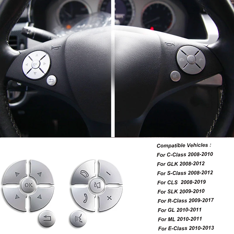 Steering Wheel Button Switch Trim Cover Sticker For Mercedes Benz A B C E Ml Gl Cla Gla Glk Sl Slk Class W176 W246 W212 W204